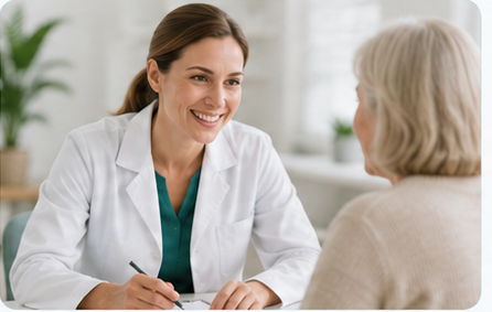 A registered dietitian speaking with a patient.